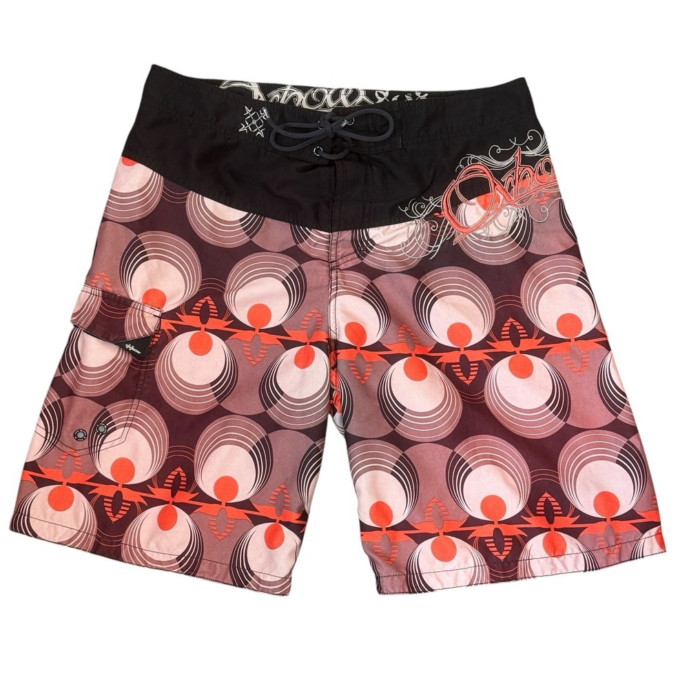 Oxbow Board Shorts Mens 36 Brown Orange Y2K Retro Bermuda Star‎ Lined Surfcore